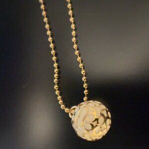 Vintage Coach--Gold Ball Chain, Gold-Tone Signature Enamel Pendant Logo Necklace